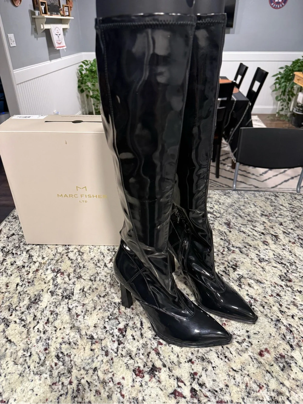 Marc Fisher Women's Black Knee-High Pointed-Toe Boots. NEW! Size 7.5